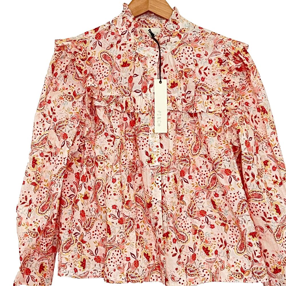 PINCH Blouse XL Paisley Prairie Ruffle Cotton NWT